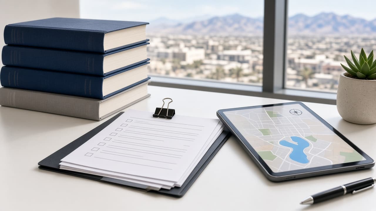 Nevada probate guides and checklists on a Las Vegas office desk